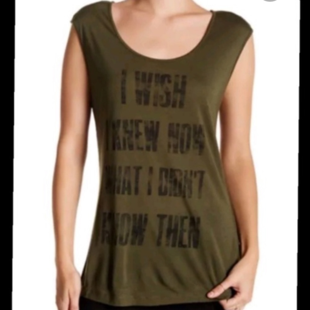 Haute Hippie Green Slogan Tank Top